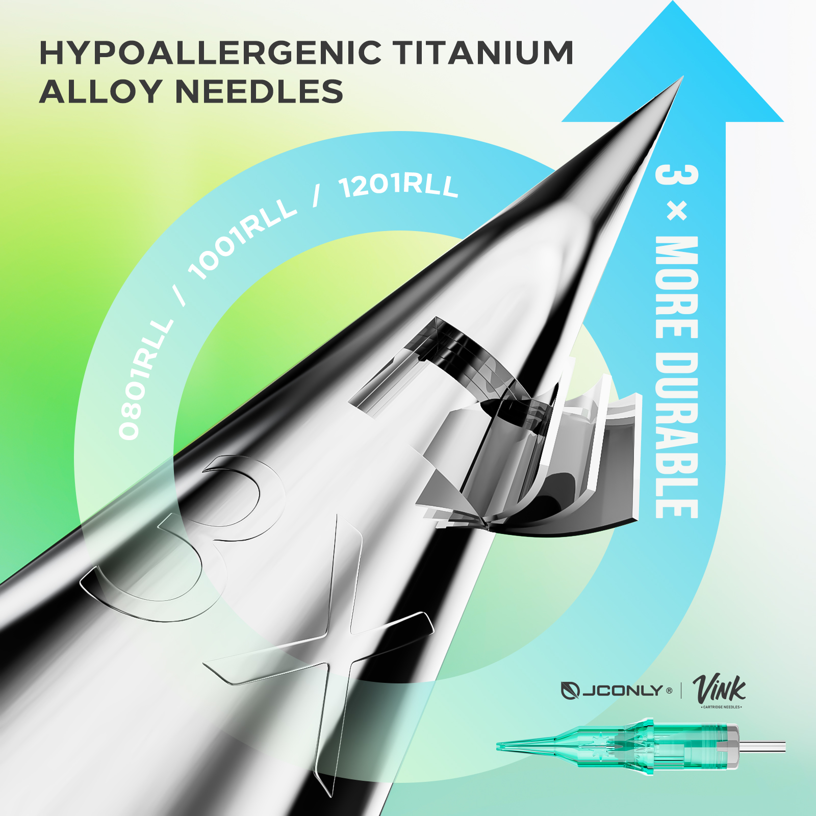 JCONLY VINK hypoallergenic titanium alloy needle close-up