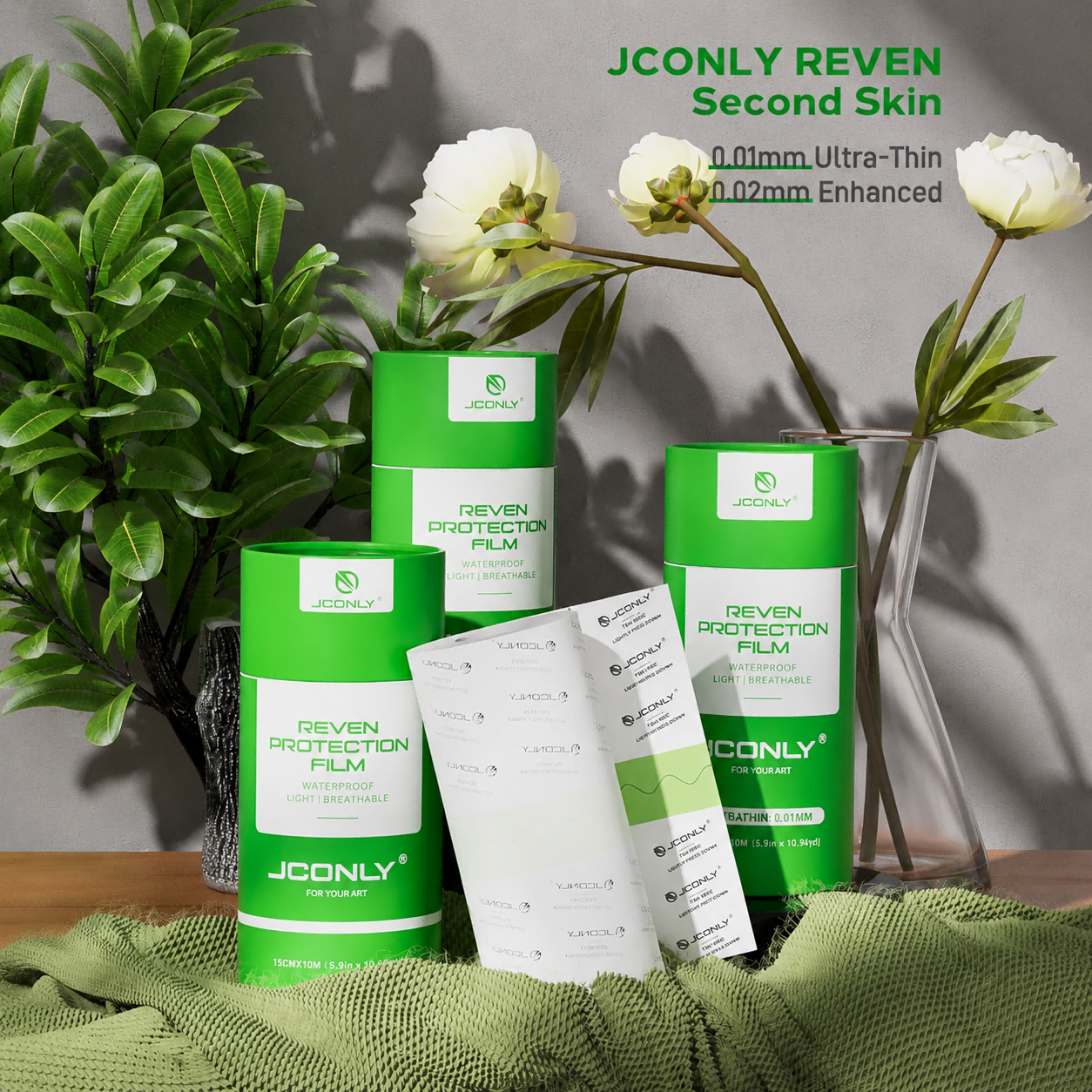JCONLY Reven Protection Film roll in cylindrical tube packaging